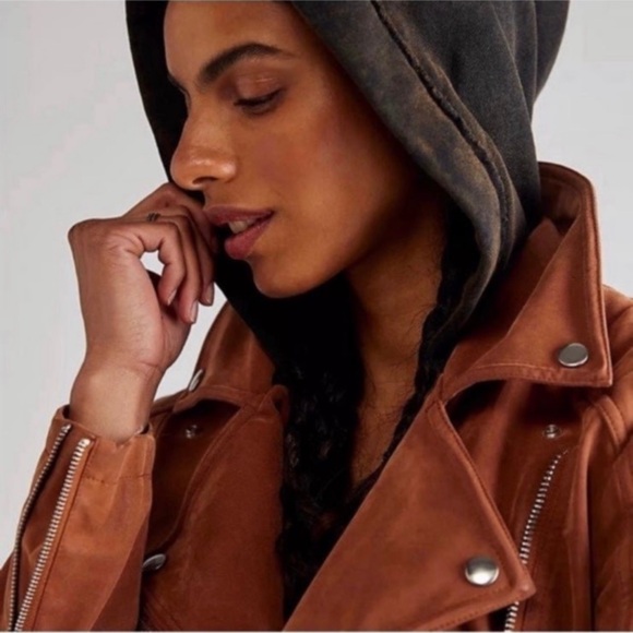 Free People HARRIET VEGAN SUEDE HOODED MOTO JACKET NWT - Picture 4 of 12